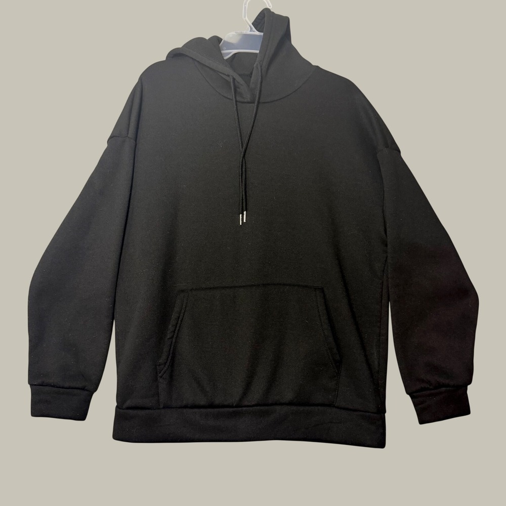 SHEIN Hoodie Womens Small Black Love Your Self Graphic Oversized Sweatshirt